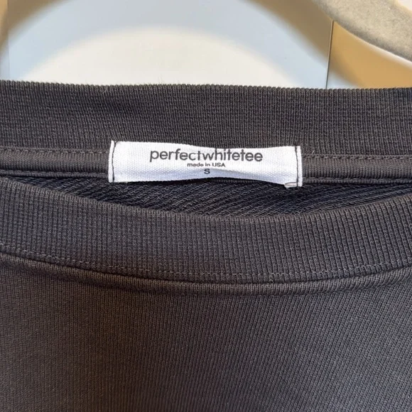 Perfectwhitetee Zayne French Terry Long Sleeve Pullover in Vintage Black - Picture 4 of 6